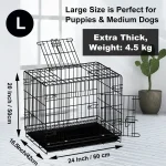 Pet Cage for Small Medium Dogs with Single Door, Bars, Base Tray and Metal Barrier, Portable and Foldable, Indoor, Outdoor and Travel (L) - Image 5