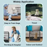 Pet Cage for Small Medium Dogs with Single Door, Bars, Base Tray and Metal Barrier, Portable and Foldable, Indoor, Outdoor and Travel (L) - Image 2
