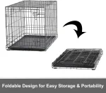 Pet Cage for Small Medium Dogs with Single Door, Bars, Base Tray and Metal Barrier, Portable and Foldable, Indoor, Outdoor and Travel (L) - Image 6