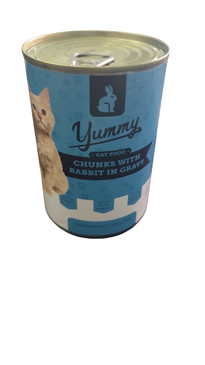 Yummy cat wet food chunks With Rabbit In Gravy