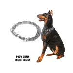 3 Rows Stainless Steel Dog Chain Collar Strong Metal Dog Chain Slip Pinch Choke Collar for Walking and Training Pet Pit Bull Dog