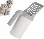 2 in 1 Cat Litter Hollow Shovel Head and a Trash Can, Litter Scoop with Container, Dirt-Free Cat Litter Scoop, for Cat Litter Clumping Litter + 1 Trash Bags Roll
