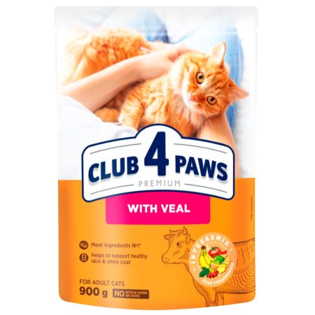 CLUB 4 PAWS Premium With Veal Adult Cats Dry Food 900Kg