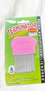 one pic Stainless Steel Head Lice Comb for Pets and Humans to Remove Lice, Fleas, Ticks(Pink+green)