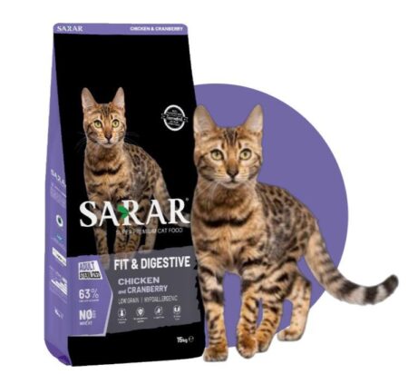 Sarar Fit & Digestive Dry Food with Salmon & Cranberry for Sterilized Adult Cats 2KG