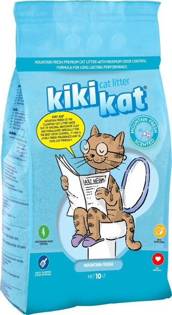 Kiki Kat White Bentonite Clumping Cat Litter –Mountain Fresh-10 L