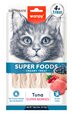 Wanpy Cat Superfoods Creamy Lickable Tuna With Super Berries 70g (5x14g) - 70g