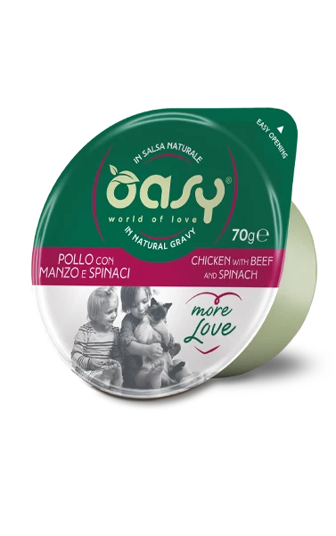 Oasy Wet Food for Adult Cats Chicken with Beef and Spinach 70 g