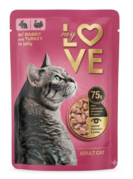 MY LOVE complete wet food for adult cats with beef and carrots in jelly 85g
