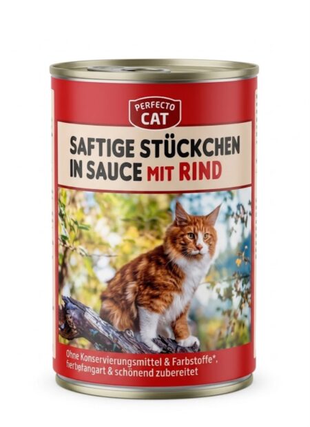 Perfecto Cat Saftige Stuckchen in sauce mit Rind 415g
