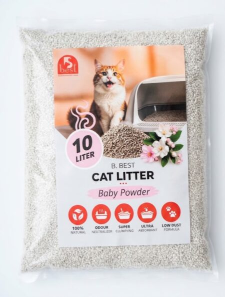 B. Best cat litter, 10 liter, baby bowder-scented
